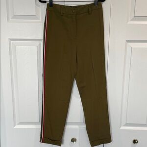 Manila Grace Olive Green Side-Stripe Trousers